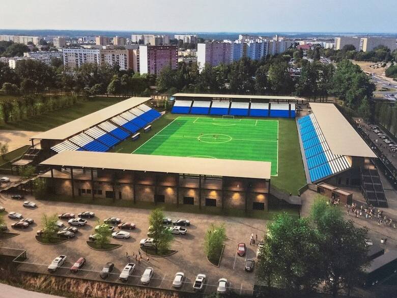 Na razie można podziwiać komputerową wizualizację nowego stadionu w Koszalinie. Trybuny mają pomieścić osiem tysięcy kibiców 