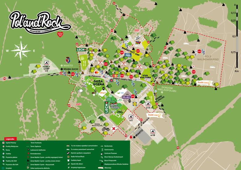 Tak wygląda mapa Pol'and'Rock Festiwalu 2019.