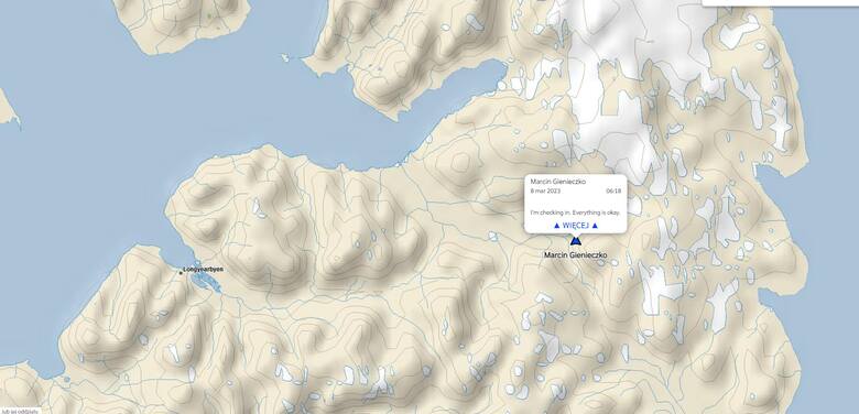 Mapa Svalbardu i początek czwartego dnia trawersu