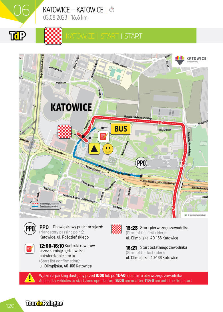 6. etap Tour de Pologne 2023. Oto mapa, trasa i program jazdy indywidualnej na czas w Katowicach