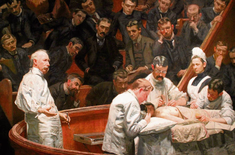 Obraz Thomasa Eakinsa z 1889 r. przedstawiający ówczesną operację chirurgiczną