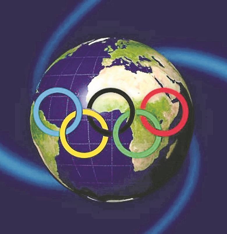 Emblemat pięciu kół olimpijskich symbolizuje unię pięciu kontynentów i sportowców całego świata podczas IOl.