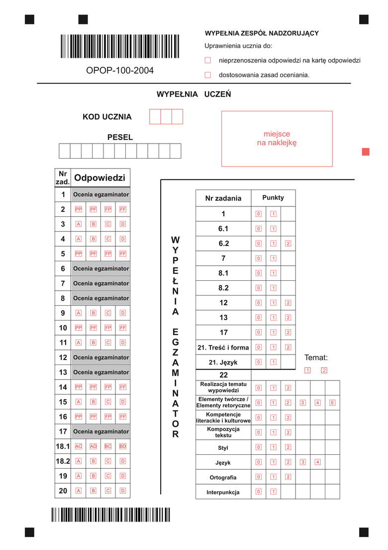 Arkusze Język Polski Klasa 8 Egzamin ósmoklasisty 2020 POLSKI. Odpowiedzi i arkusze CKE z testu 8
