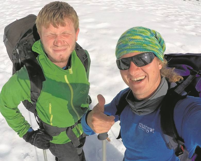 Jerzy Płonka i Michał Mysza w trakcie wyprawy na Mont Blanc.
