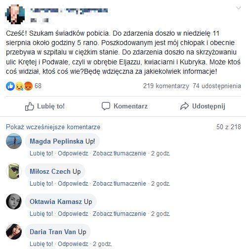 taki wpis na facebookowej grupie Bydgoszczanie pojawił się 13 sierpnia 2019 r.