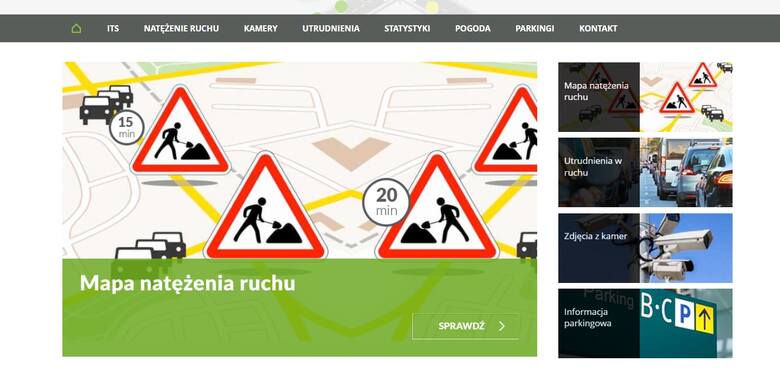 Zarchiwizowana strona its.wroc.pl z 2016 roku. Można było sprawdzić tutaj aktualne utrudnienia na wrocławskich drogach, natężenie ruchu i podgląd z miejskiego