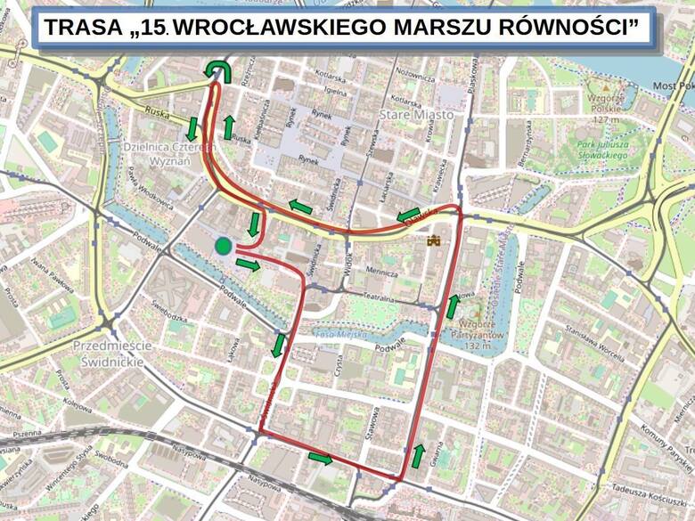 Trasa XV Wrocławskiego Marszu Równości