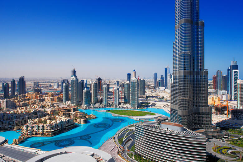 Widok na wieżowce Dubaju