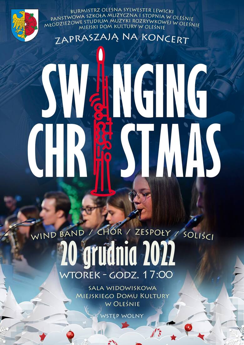 Koncert „Swinging Christmas” odbędzie się we wtorek (20 grudnia) w Oleśnie.