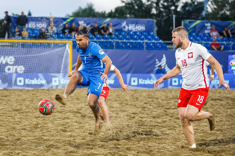 Mecz Polska - Azerbejdżan w turnieju piłki plażowej igrzysk europejskich w Tarnowie