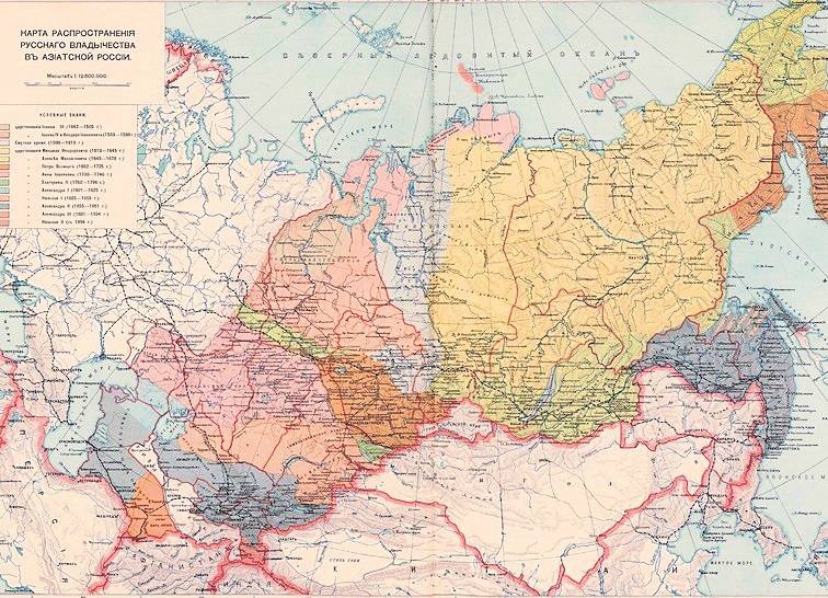 Mapa syberyjskich włości Rosji