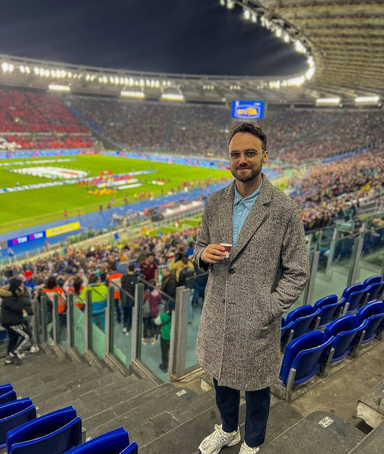 Mateusz Święcicki na meczu reprezentacji Włoch w Rzymie