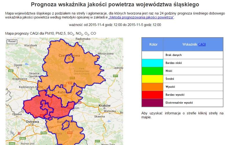 Prognoza jakości powietrza dla woj. śląskiego