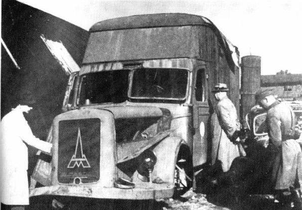Jeden z samochodów-ciężarówek marki Magirus-Deutz odnaleziony w Kole w 1945 roku. Podobne samochody przystosowano do gazowania więźniów spalinami.