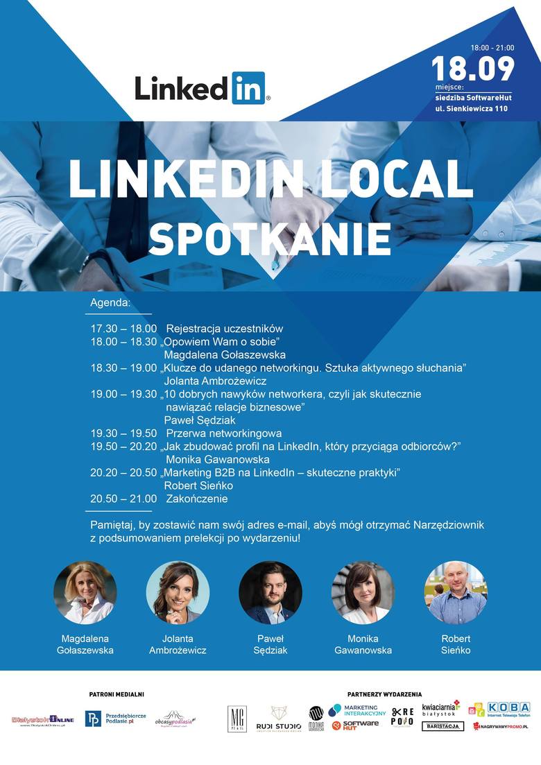 LinkedIn Local Białystok. Program imprezy 18 września - lista prelegentów