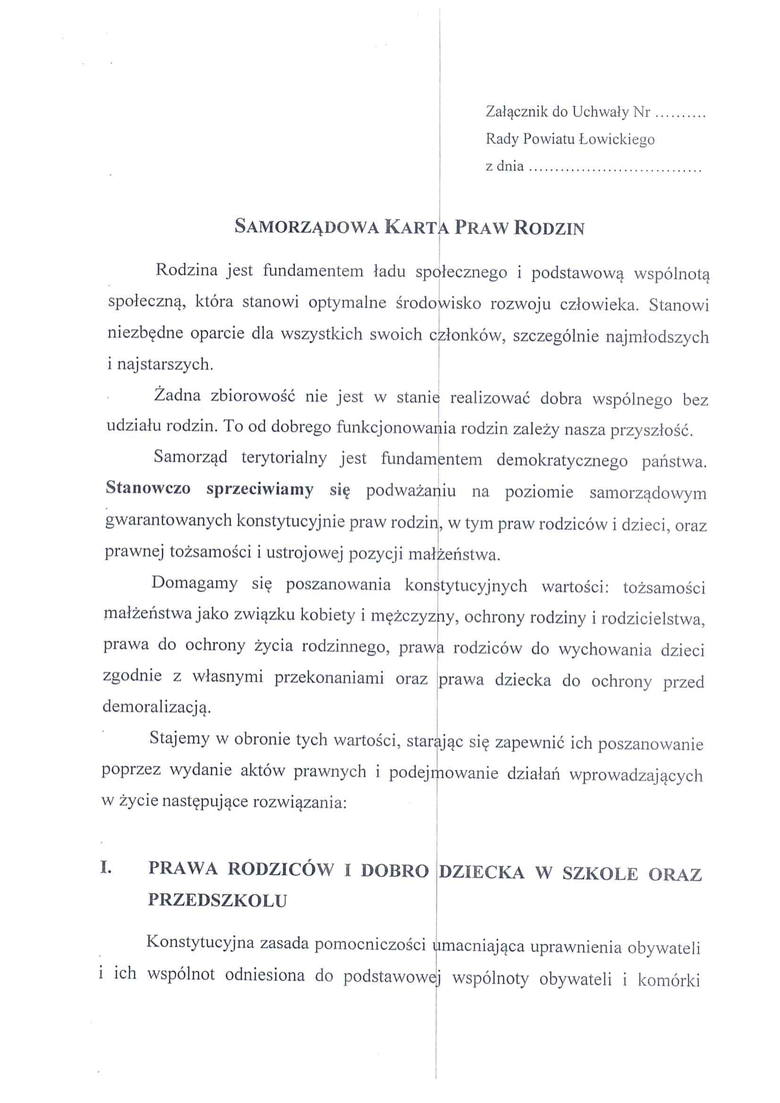 Rada Powiatu Łowickiego przyjęła kontrowersyjny dokument [PEŁNA TREŚĆ]