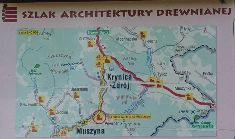 Mapa szlaku Architektury Drewnianej