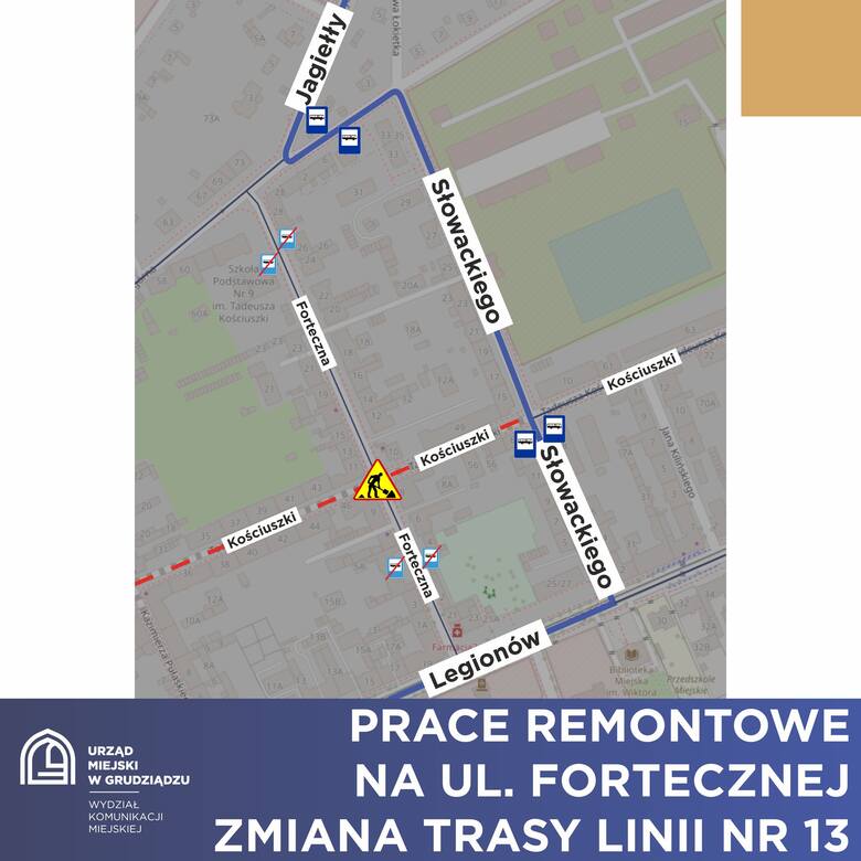 Ulica Forteczna od 7 września będzie "ślepą". Rusza przebudowa skrzyżowania z Kościuszki. Ruch zostanie  przekierowany na ul. Słow
