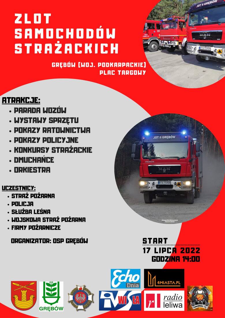 Zlot Samochodów Strażackich w Grębowie. Impreza dla fanów pożarnictwa w niedzielę 17 lipca. Zobacz program 