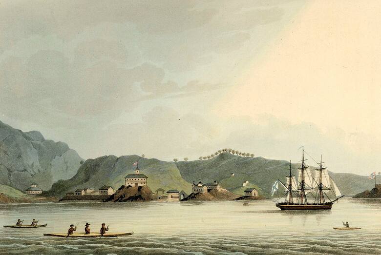 Port w Nowo-Archangielsku, początek XIX wieku