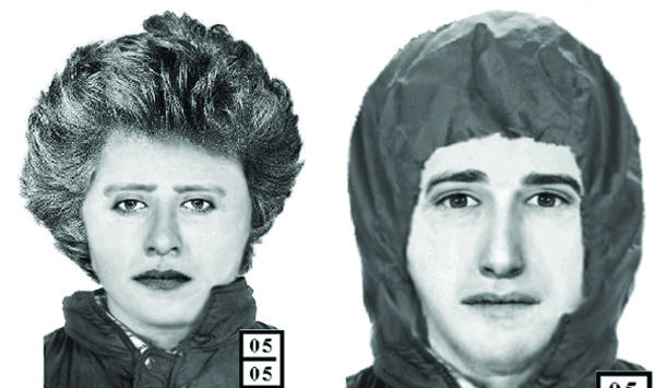 Portrety pamięciowe złodziejek, które okradły starsze małżeństwo.