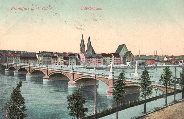 Tak przed wojną prezentował się most łączący Frankfurt nad Odrą z jego dzielnicą Dammvorstadt