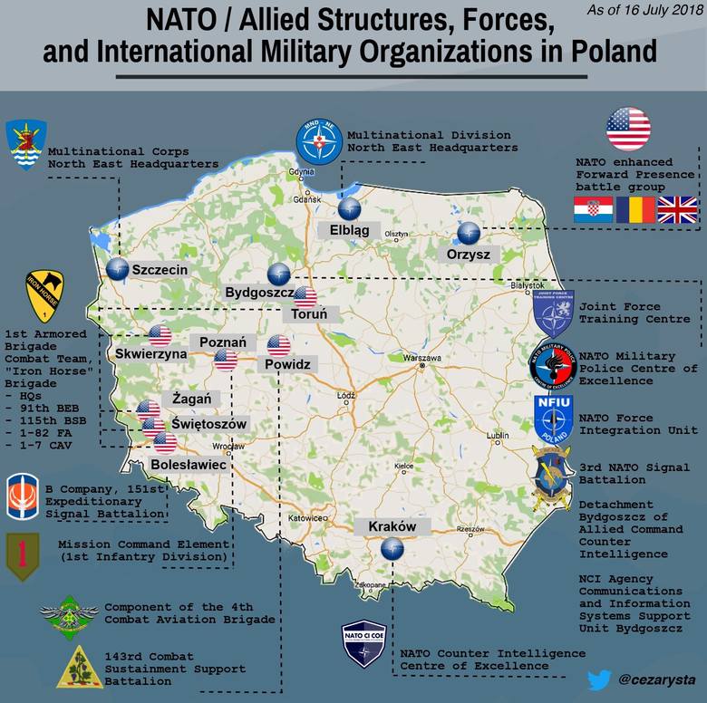 Takie bazy USA i NATO obecnie funkcjonują w Polsce