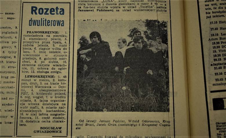 Zdjęcie zespołu Budka Suflera w Kurierze Lubelskim z września 1983 r.