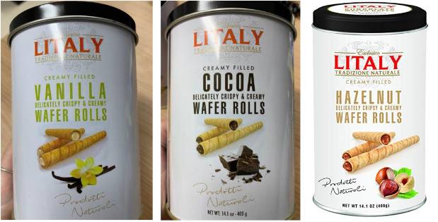 Firma TJX UK podjęła decyzję o dobrowolnym wycofaniu ze sprzedaży rurek waflowych o smakach kakaowym, orzechowym i waniliowym marki LITALY, 400 g.