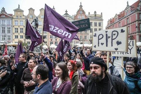 1-majowa demonstracja Razem w Gdańsku