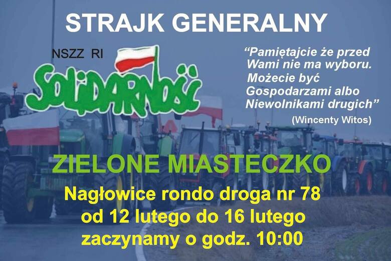 Wielki protest rolników na rondzie w Nagłowicach. Będą protestować po 24 godziny na dobę przez kilka dni! Są duże utrudnienia w ruchu