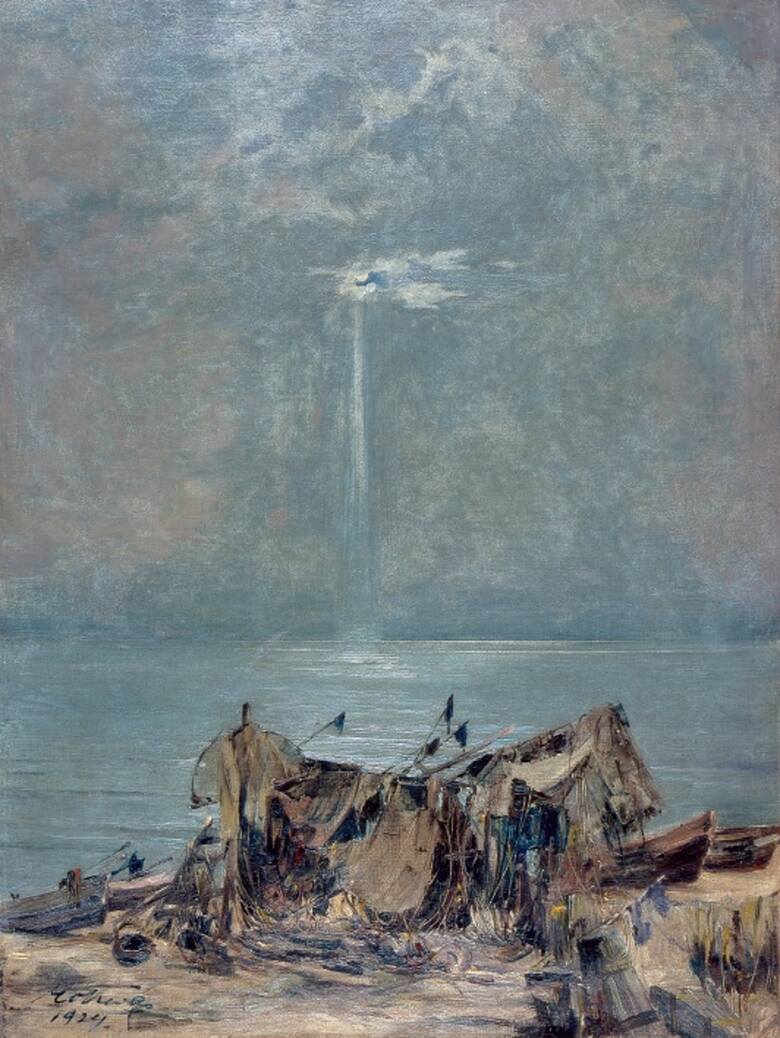 Marian Mokwa, „Łodzie na plaży”, 1924, olej, płótno