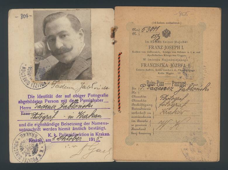 Paszport Tadeusza Jabłońskiego, 1915. 