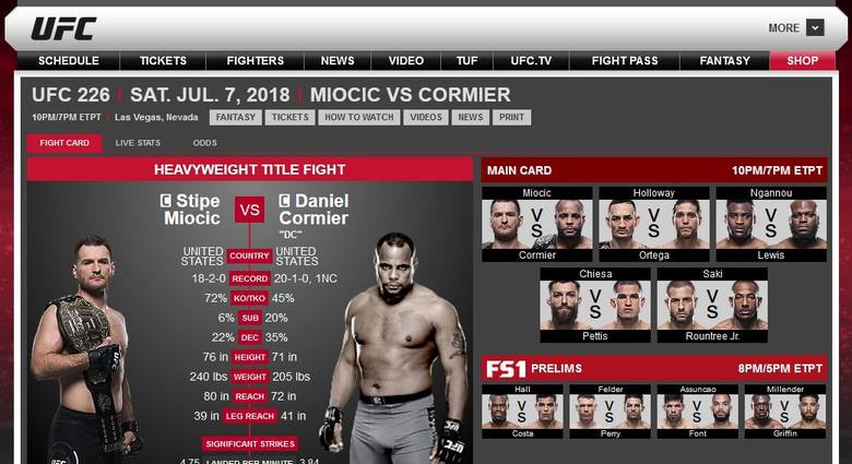 UFC 226: Stipe Miocic kontra Daniel Cormier. Karta Walk. Transmisja online. Stream [UFC 226, 7 lipca 2018, transmisja online, stream]