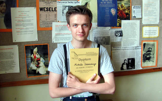 Michał Sikorski z czasów liceum. Uczył się w Wadowicach