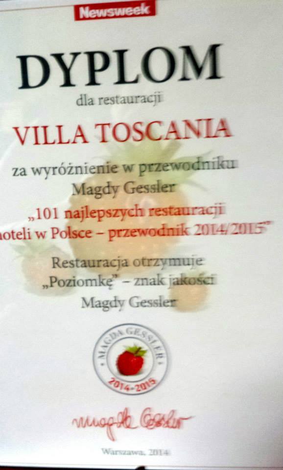 Villa Toscania została wyróżniona przez Magdę Gessler w jej przewodniku.