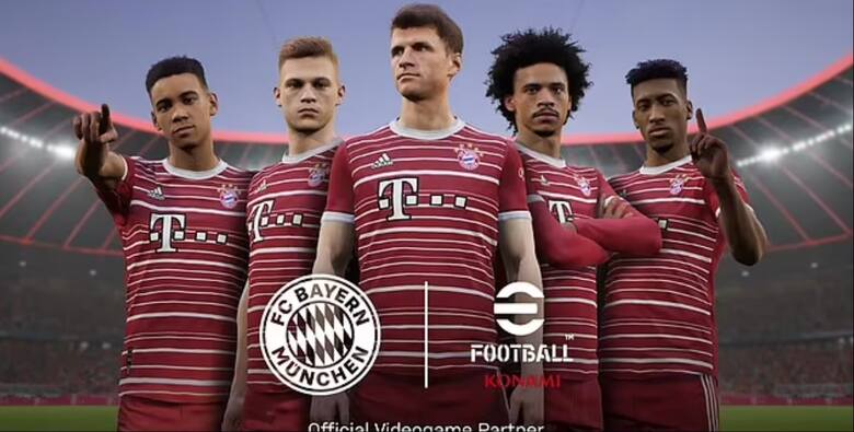 Gwiazdy Bayernu Monachium, Thomas Mueller, Joshua Kimmich, Leroy Sane promują najnowszą grę Konami