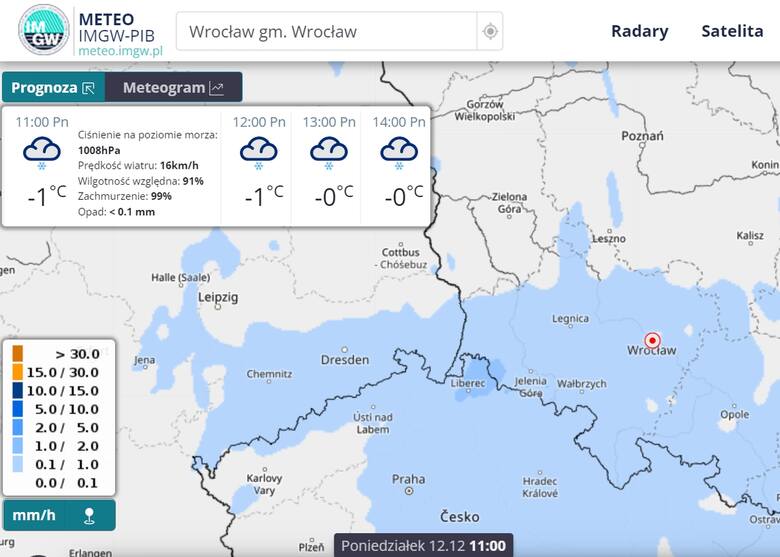 Pierwszy w tym sezonie opad śniegu we Wrocławiu
