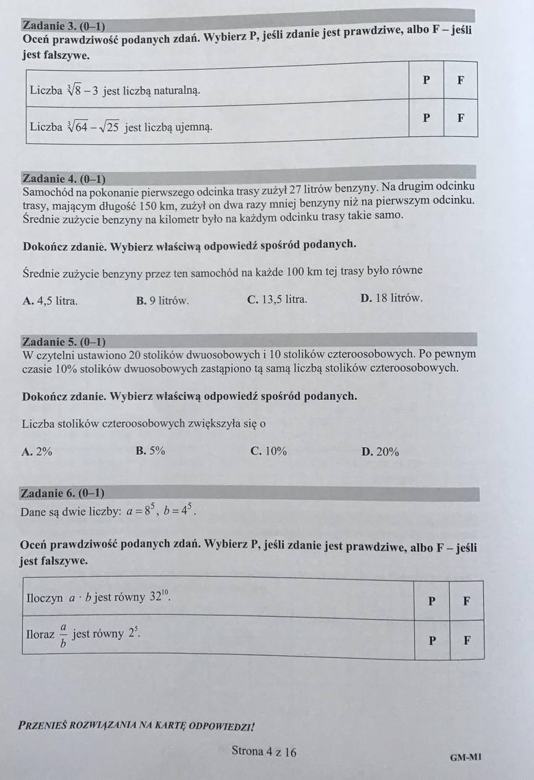 Egzamin gimnazjalny 2018 [MATEMATYKA] - odpowiedzi i arkusz pytań CKE w serwisie EDUKACJA [19.04.2018] CZĘŚĆ MATEMATYCZNO-PRZYRODNICZA