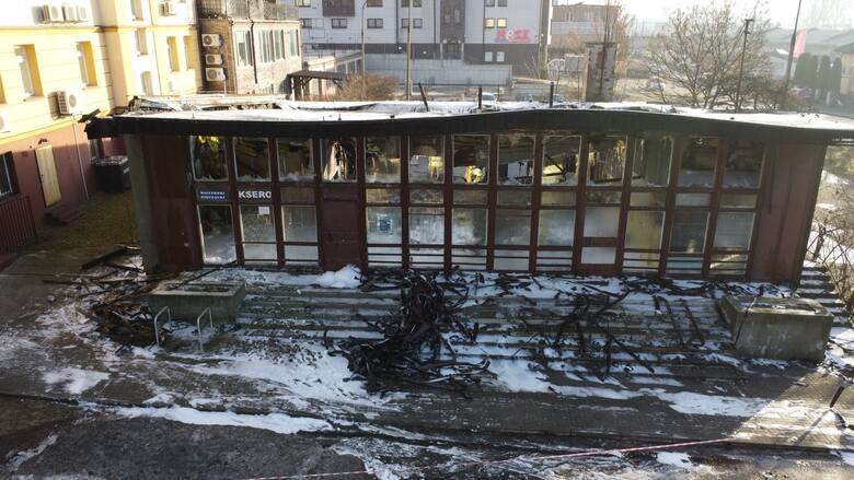 Tyle zostało z budynku PKS w Olkuszu. Zdjęcie z 2 stycznia 2023 r.