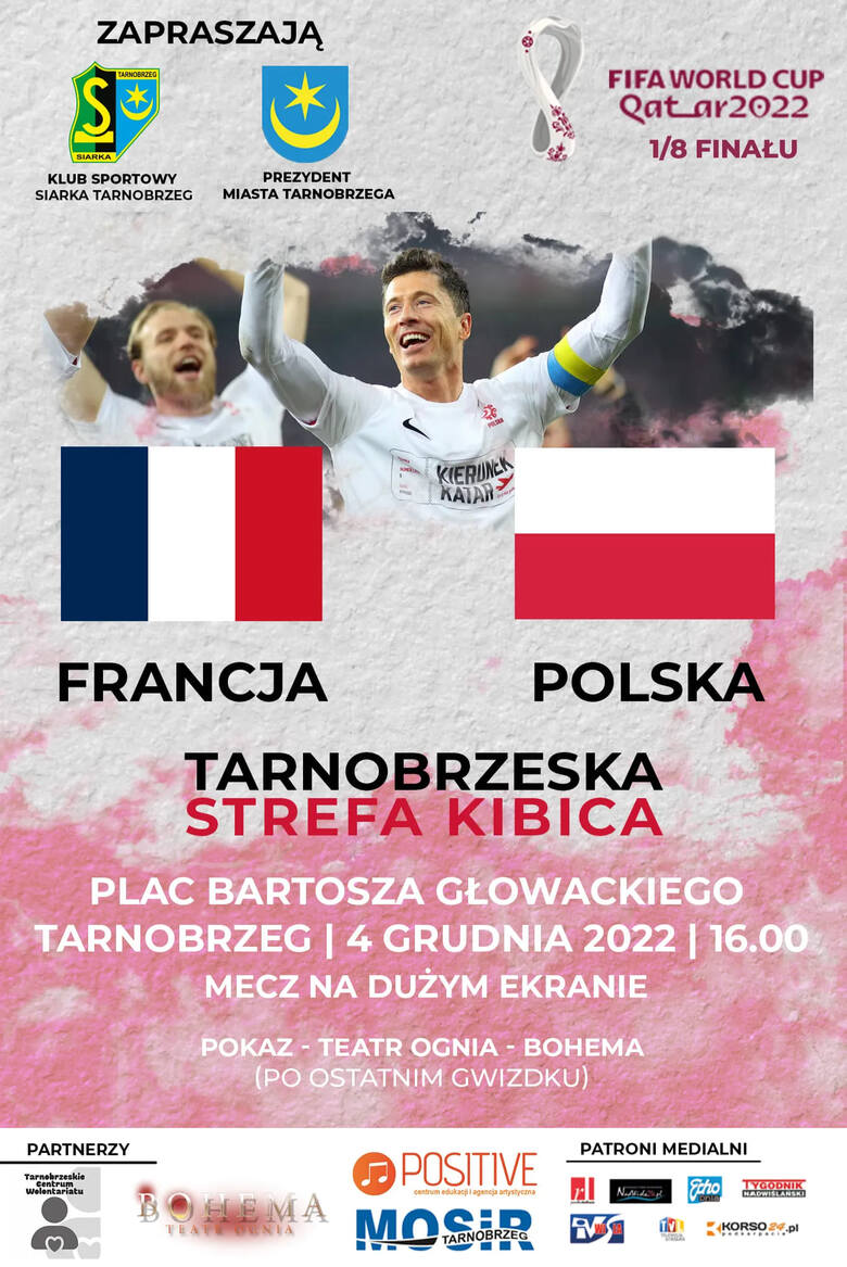 W Tarnobrzegu w Strefie KIbica na placu Bartosza Głowackiego będzie wspólne oglądanie meczu Francja - Polska