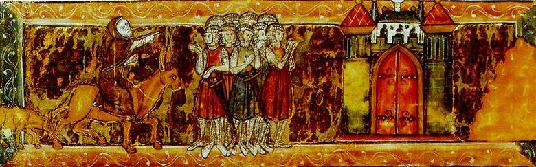 Piotr z Amiens pokazuje krzyżowcom drogę do Jerozolimy (francuska ilustracja z ok. 1270 roku)