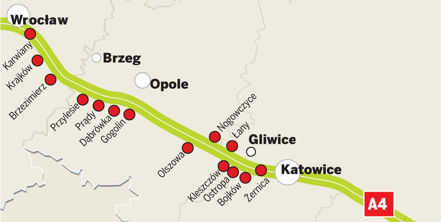 Bramki na A4 opłaty za jazdę od Gliwic do Wrocławia