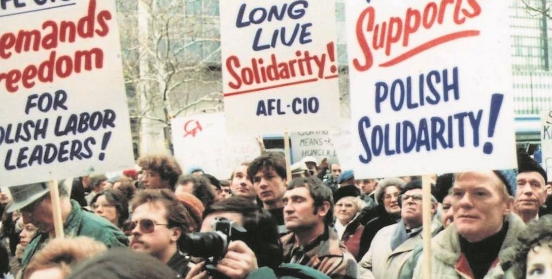Demonstracja AFL-CIO z poparciem dla „Solidarności”