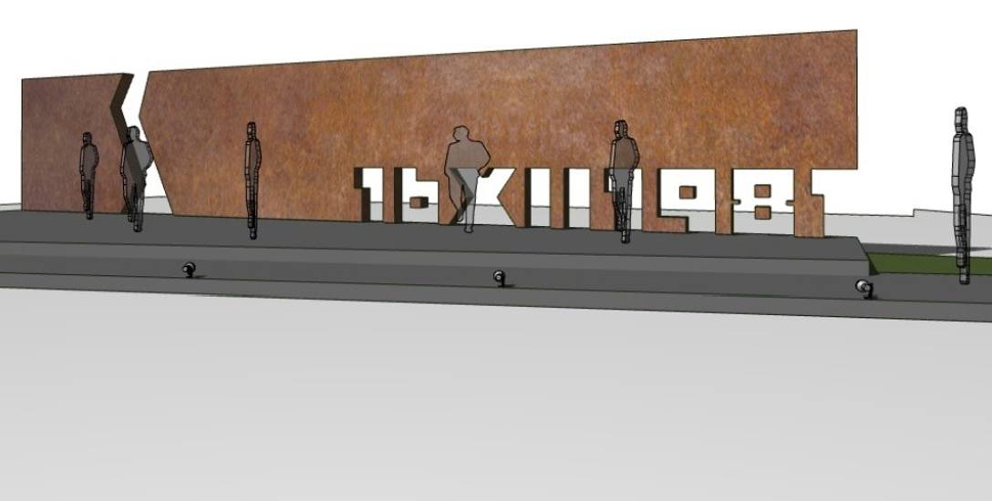 Tak, na projekcie, wygląda pomnik mogący upamiętnić pacyfikację Ursusa. Przygotowali go bracia Sierakowscy, gorzowscy architekci.