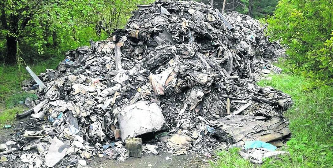 Kilka ton nadpalonych śmieci wylądowało w rejonie ulic Ornej i Ziołowej. W pobliżu widać ślady kół samochodów ciężarowych