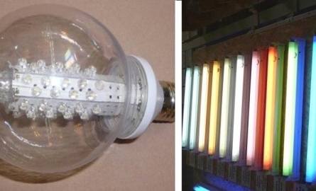 Żarówka ledowa (z lewej) to ostatnio najpopularniejsza żarówka na rynku. Świetlówki liniowe (po prawej) są bardzo wydajne.