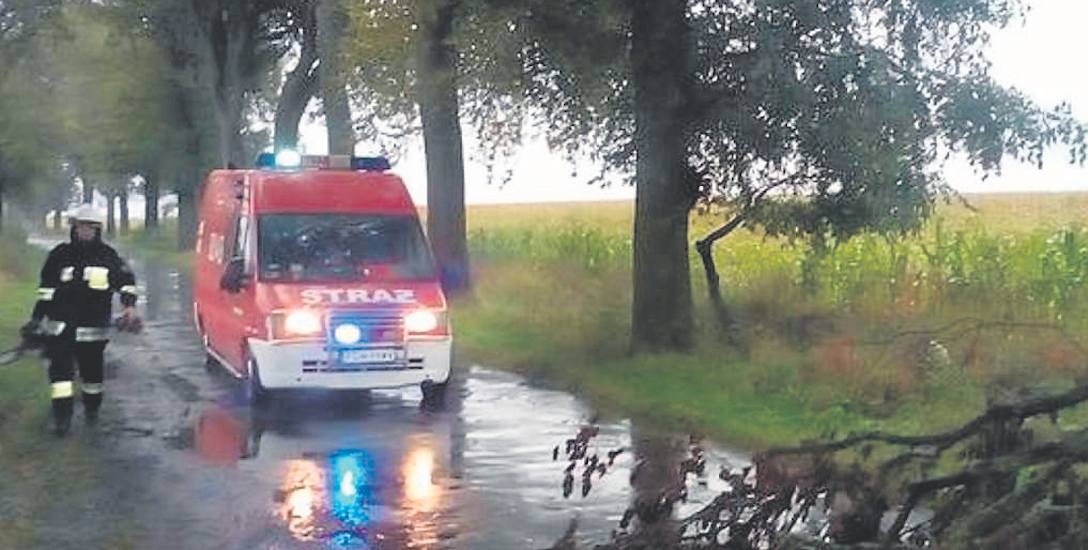 Akcja strażaków ochotników z gminy Bogdaniec. Wczoraj jako pierwsi musieli walczyć ze skutkami wiatru. Prawdziwe piekło miało się dopiero zacząć po
