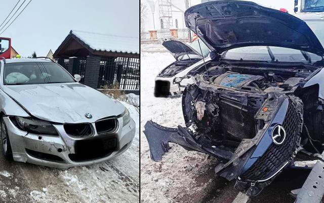Powiat białystok. Kolejne wypadki w regionie. BMW i volkswagen zderzyły się w Dobrzyniewie Dużym, a mazda i volvo w Fastach