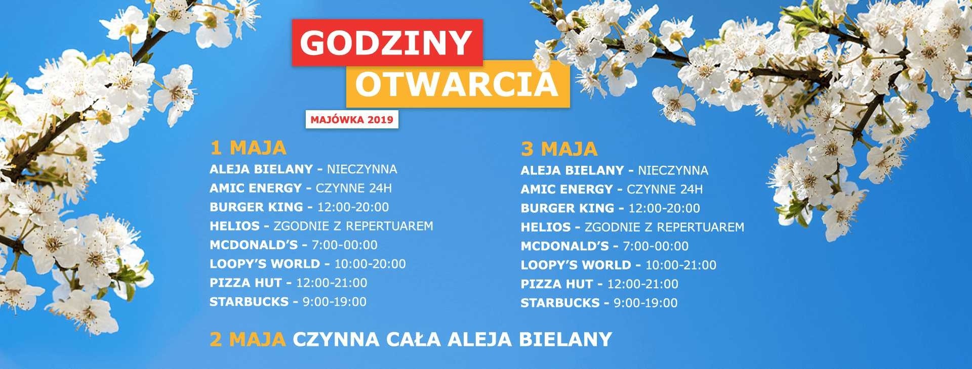 Aleja Bielany Wrocław godziny otwarcia w długi weekend majowy
